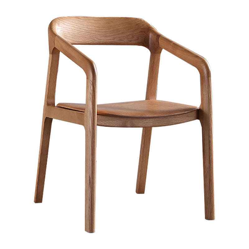 Traditional Style Ash Wood Chair Set Kitchen Open Back Dining Arm Chairs