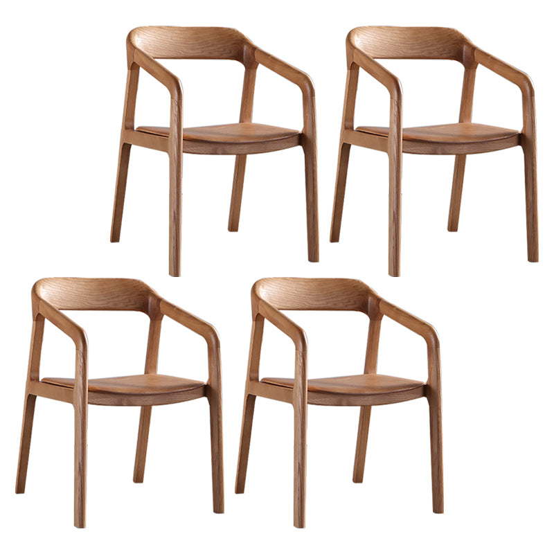 Traditional Style Ash Wood Chair Set Kitchen Open Back Dining Arm Chairs