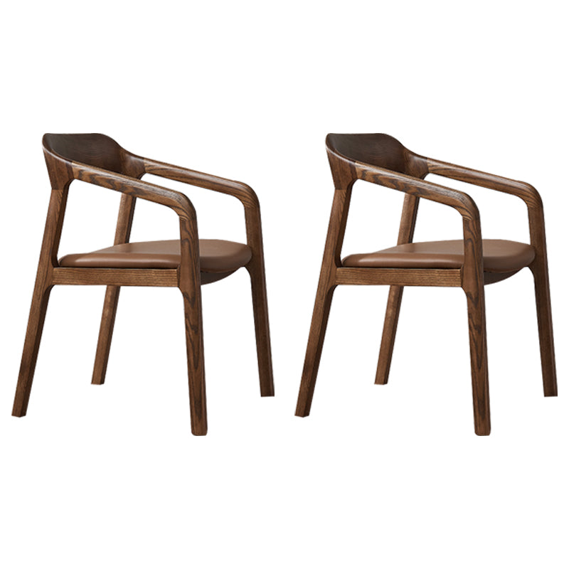 Traditional Style Ash Wood Chair Set Kitchen Open Back Dining Arm Chairs