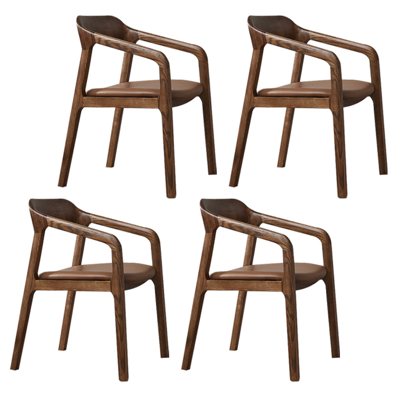 Traditional Style Ash Wood Chair Set Kitchen Open Back Dining Arm Chairs