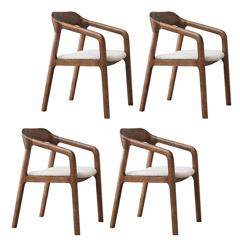 Traditional Style Ash Wood Chair Set Kitchen Open Back Dining Arm Chairs
