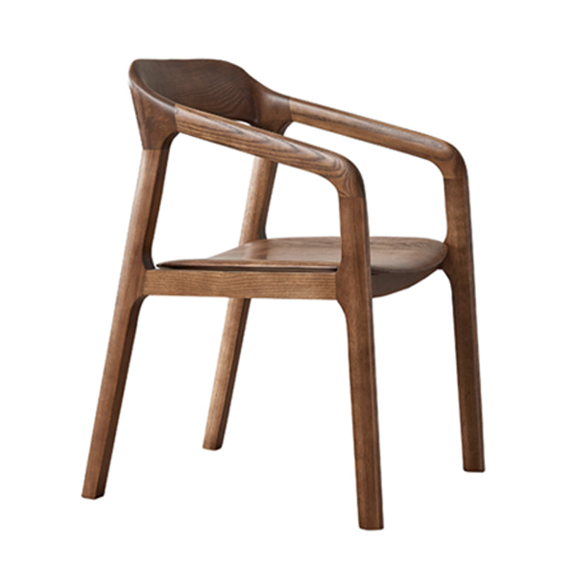 Traditional Style Ash Wood Chair Set Kitchen Open Back Dining Arm Chairs