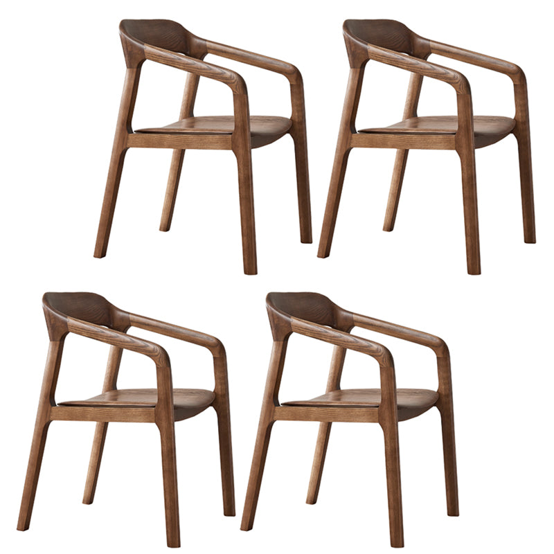 Traditional Style Ash Wood Chair Set Kitchen Open Back Dining Arm Chairs