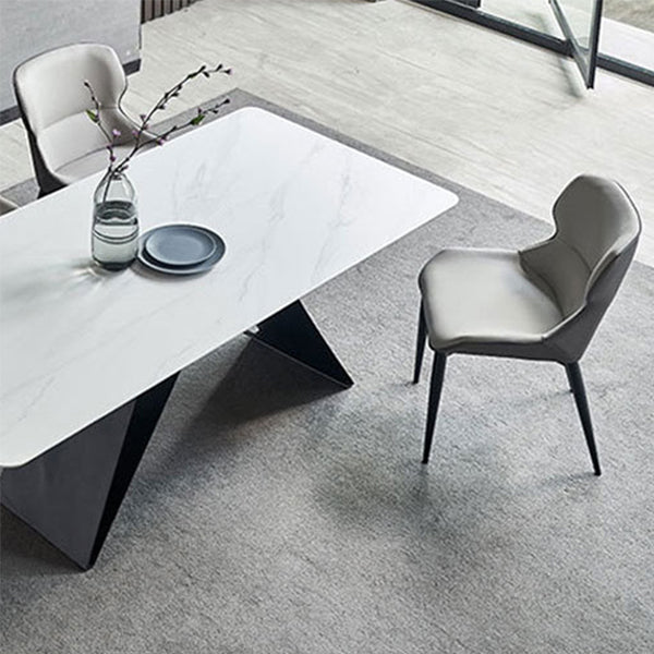 Sillas de comedor de cuero con brazos de comedor de diseño moderno (juego de 4)