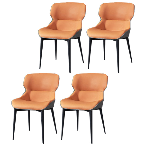 Sillas de comedor de cuero con brazos de comedor de diseño moderno (juego de 4)