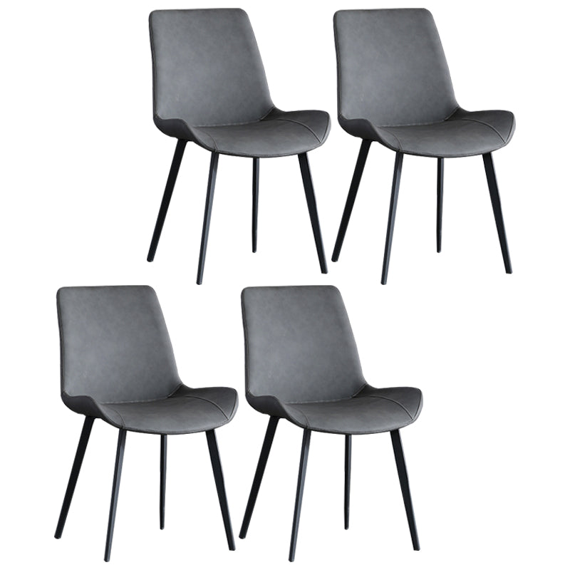 Chaises d'appoint de style industriel Chaises de salle à manger en cuir à dossier solide pour cuisine (Ensemble de 4)