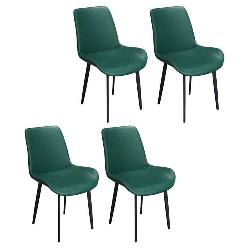 Chaises d'appoint de style industriel Chaises de salle à manger en cuir à dossier solide pour cuisine (Ensemble de 4)