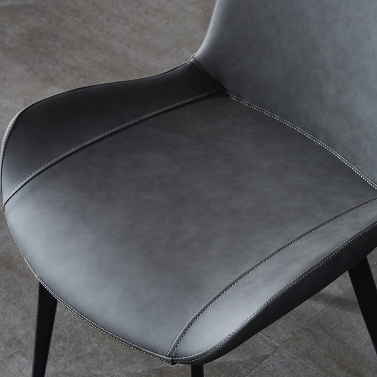 Sillas laterales con brazo de estilo industrial, sillas de comedor con respaldo sólido de cuero para cocina (juego de 4)