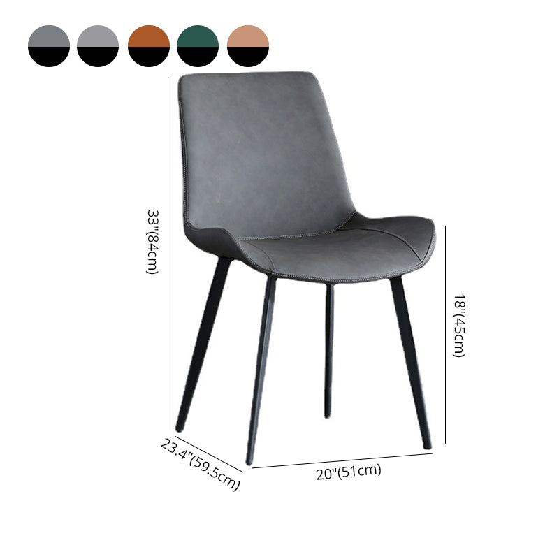 Sillas laterales con brazo de estilo industrial, sillas de comedor con respaldo sólido de cuero para cocina (juego de 4)