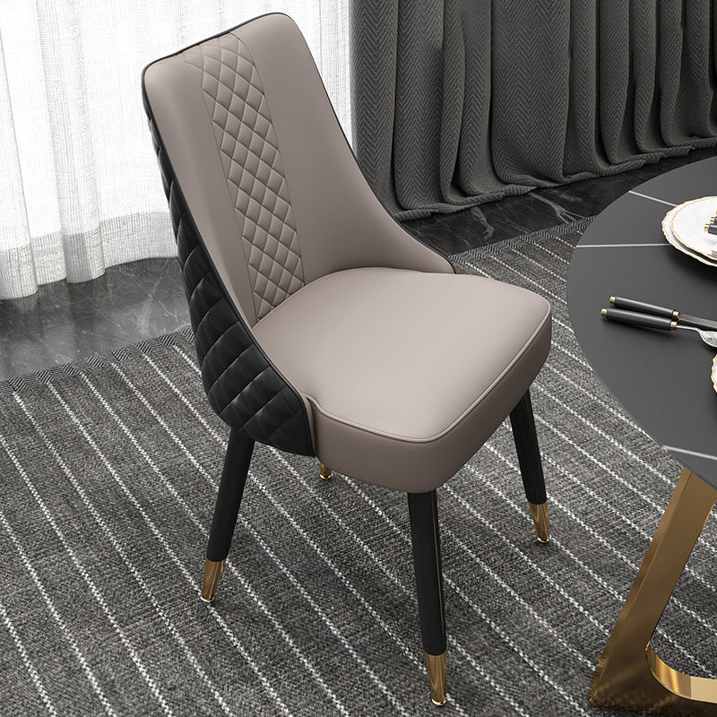 Scandinavian Style Leather Dining Armless Chairs Parsons Upholstered Chair (Set of 4)
