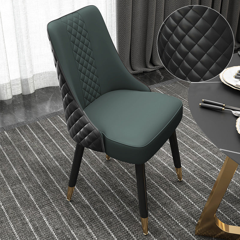Scandinavian Style Leather Dining Armless Chairs Parsons Upholstered Chair (Set of 4)
