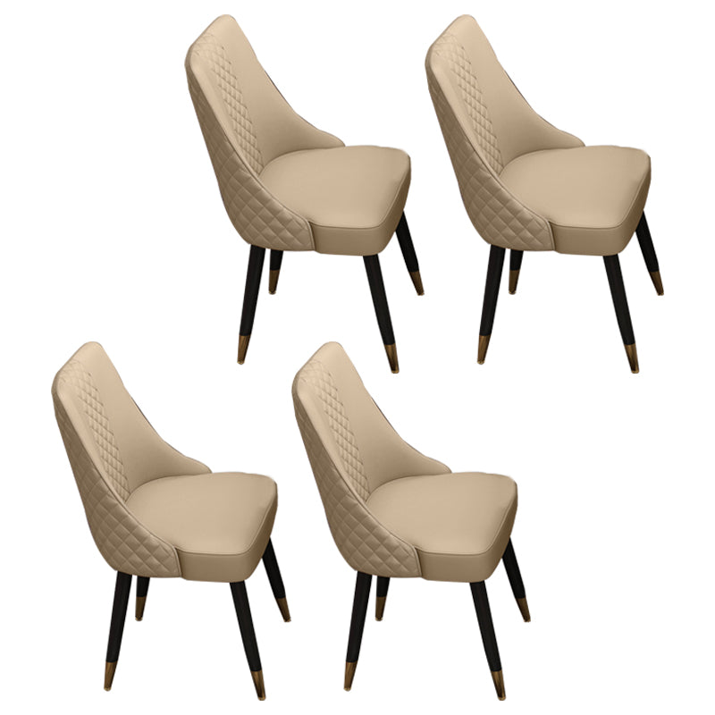 Chaises sans accoudoirs en cuir de style scandinave Chaise rembourrée Parsons (Ensemble de 4)