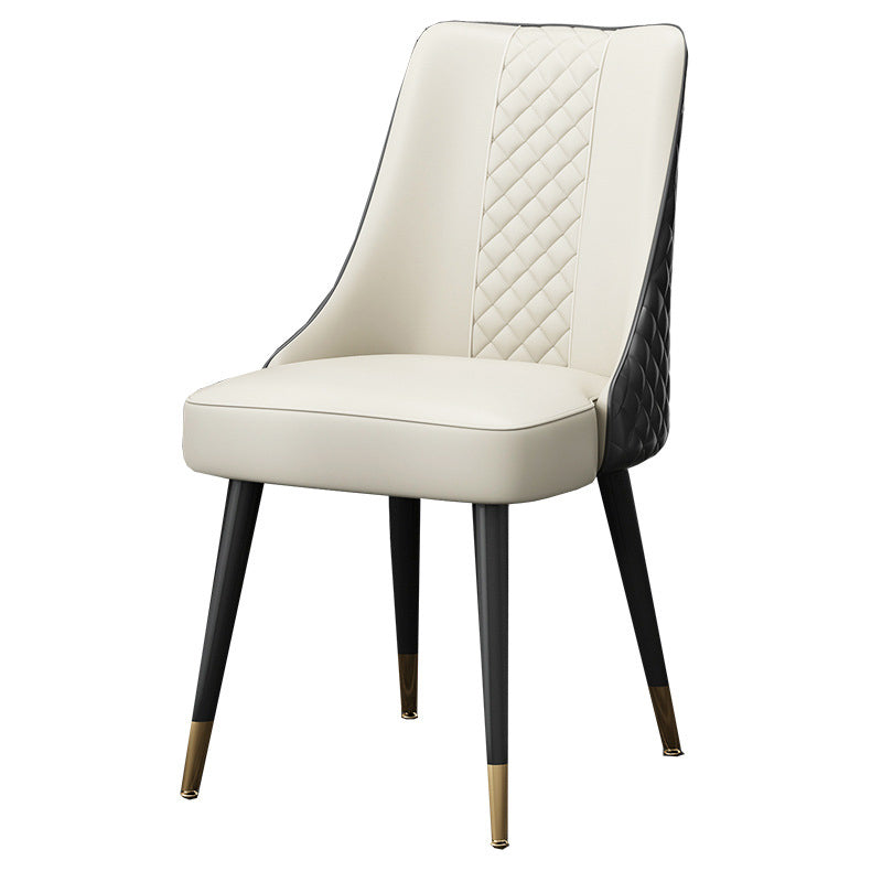Scandinavian Style Leather Dining Armless Chairs Parsons Upholstered Chair (Set of 4)