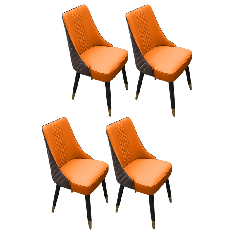 Scandinavian Style Leather Dining Armless Chairs Parsons Upholstered Chair (Set of 4)