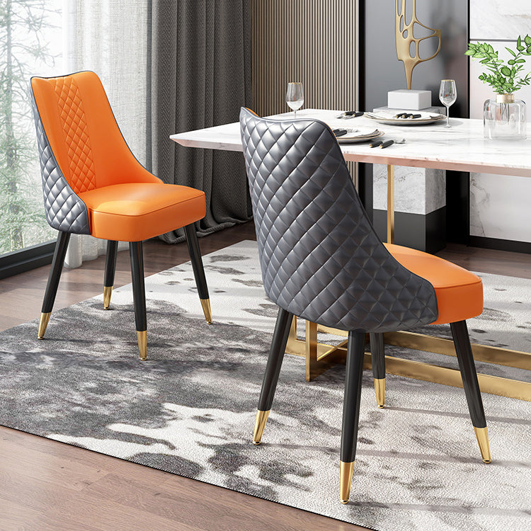 Scandinavian Style Leather Dining Armless Chairs Parsons Upholstered Chair (Set of 4)