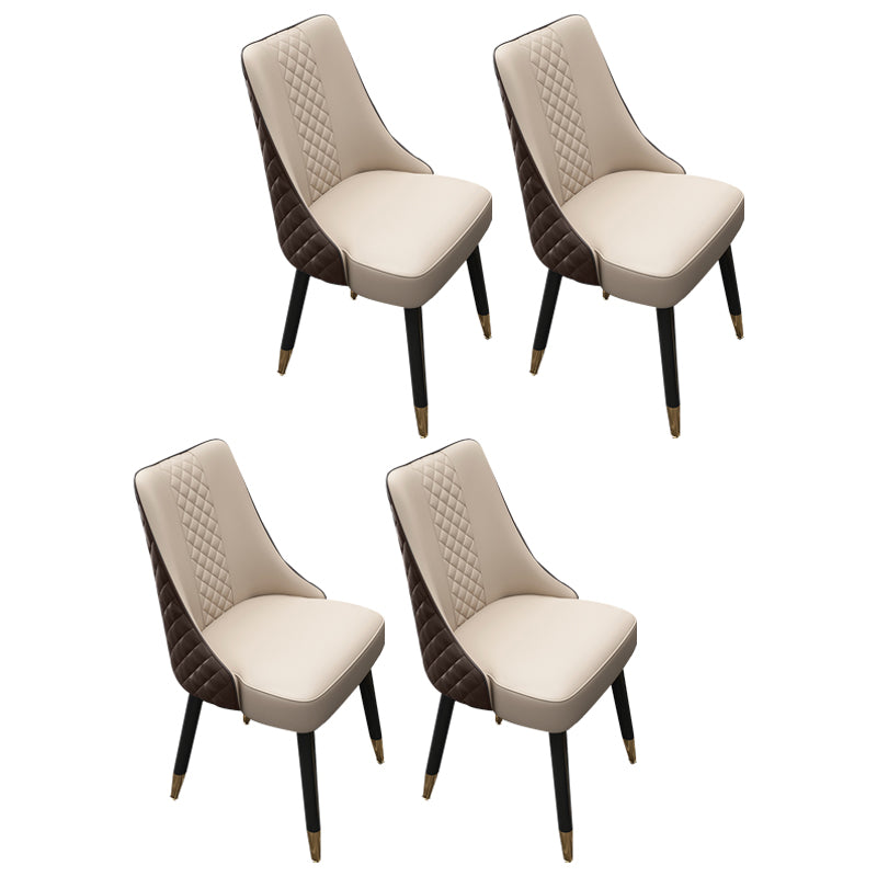 Chaises sans accoudoirs en cuir de style scandinave Chaise rembourrée Parsons (Ensemble de 4)