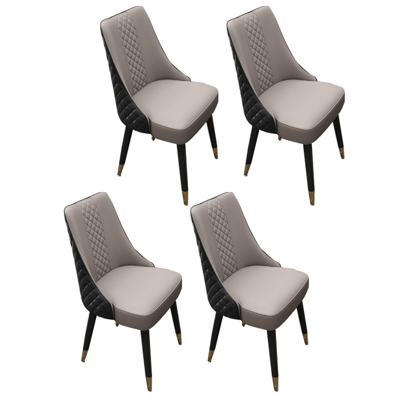 Scandinavian Style Leather Dining Armless Chairs Parsons Upholstered Chair (Set of 4)
