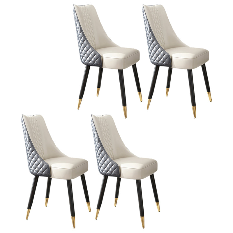 Scandinavian Style Leather Dining Armless Chairs Parsons Upholstered Chair (Set of 4)
