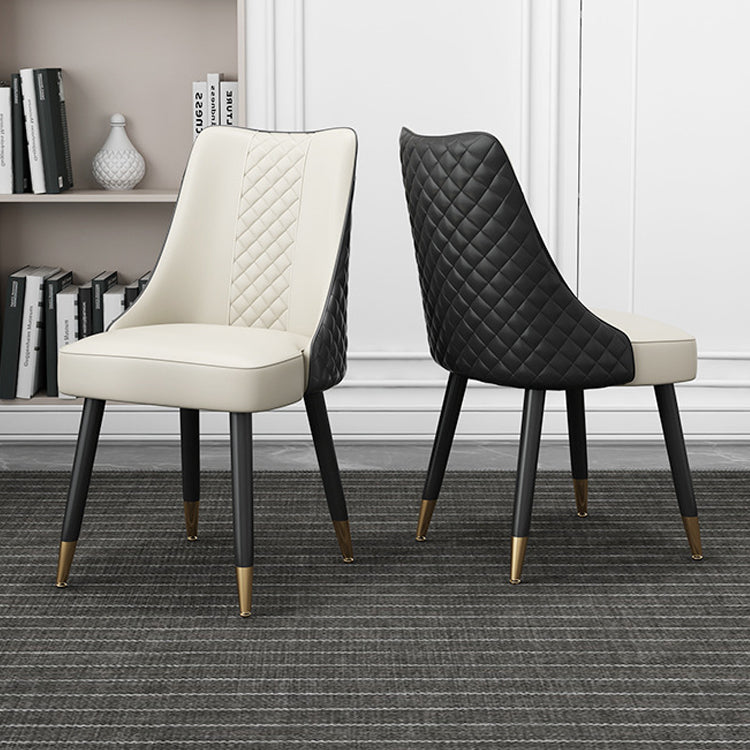 Scandinavian Style Leather Dining Armless Chairs Parsons Upholstered Chair (Set of 4)