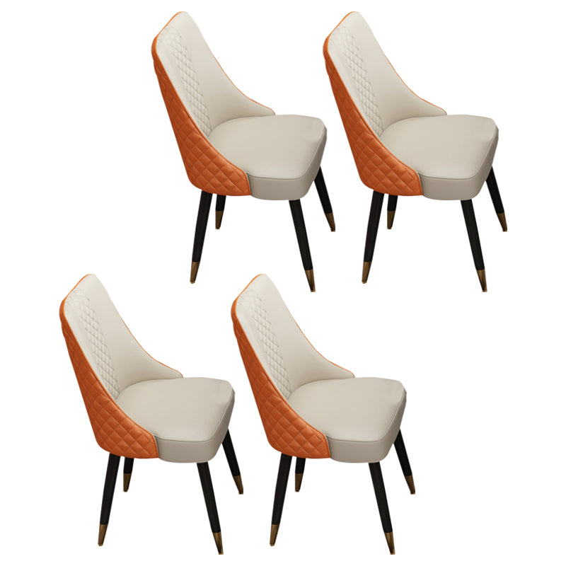 Scandinavian Style Leather Dining Armless Chairs Parsons Upholstered Chair (Set of 4)
