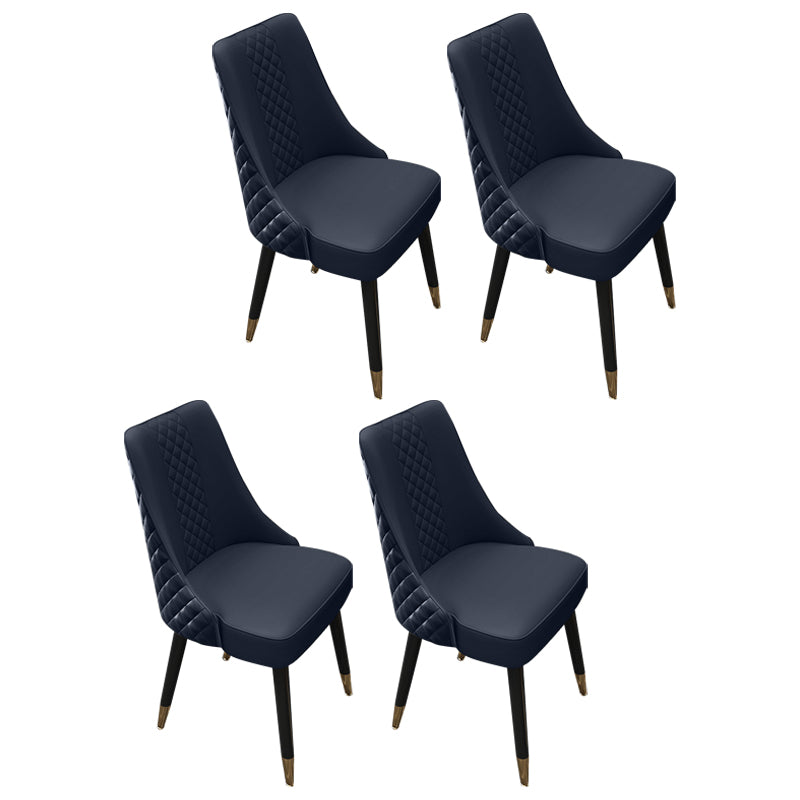 Scandinavian Style Leather Dining Armless Chairs Parsons Upholstered Chair (Set of 4)