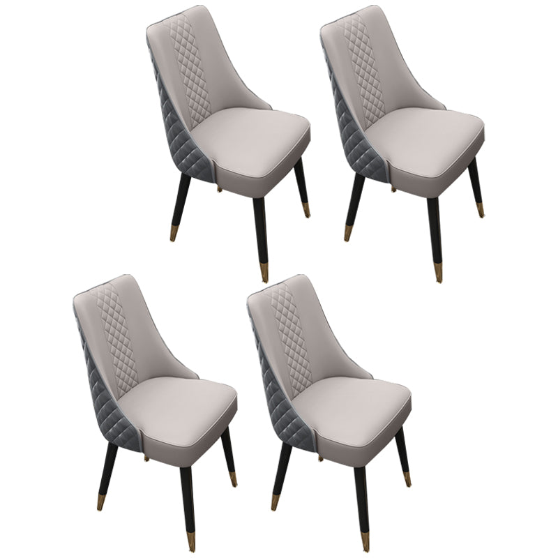 Scandinavian Style Leather Dining Armless Chairs Parsons Upholstered Chair (Set of 4)