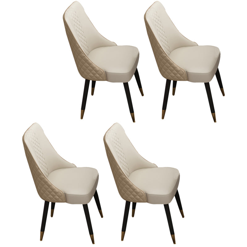 Scandinavian Style Leather Dining Armless Chairs Parsons Upholstered Chair (Set of 4)