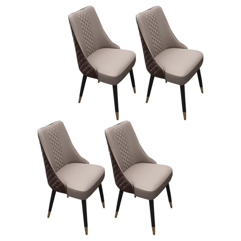 Scandinavian Style Leather Dining Armless Chairs Parsons Upholstered Chair (Set of 4)