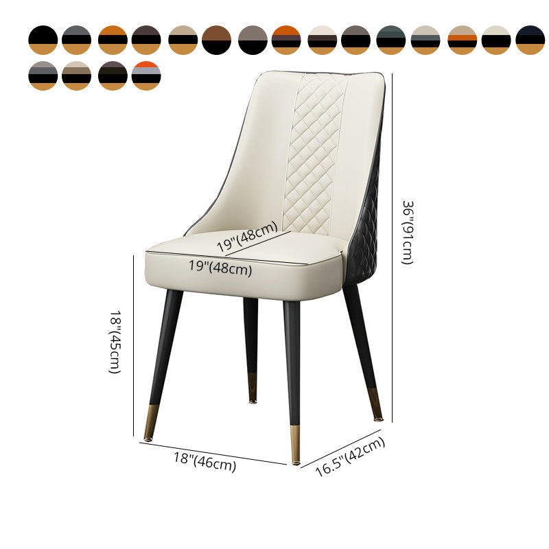 Scandinavian Style Leather Dining Armless Chairs Parsons Upholstered Chair (Set of 4)