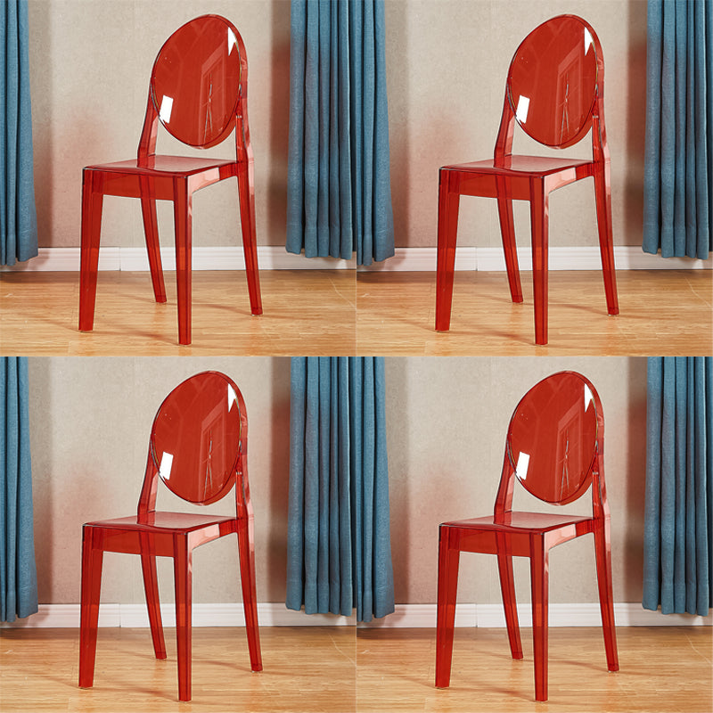 Chaise d'appoint de salle à manger de style scandinave Chaises sans accoudoirs en plastique à dossier ouvert (Ensemble de 4)