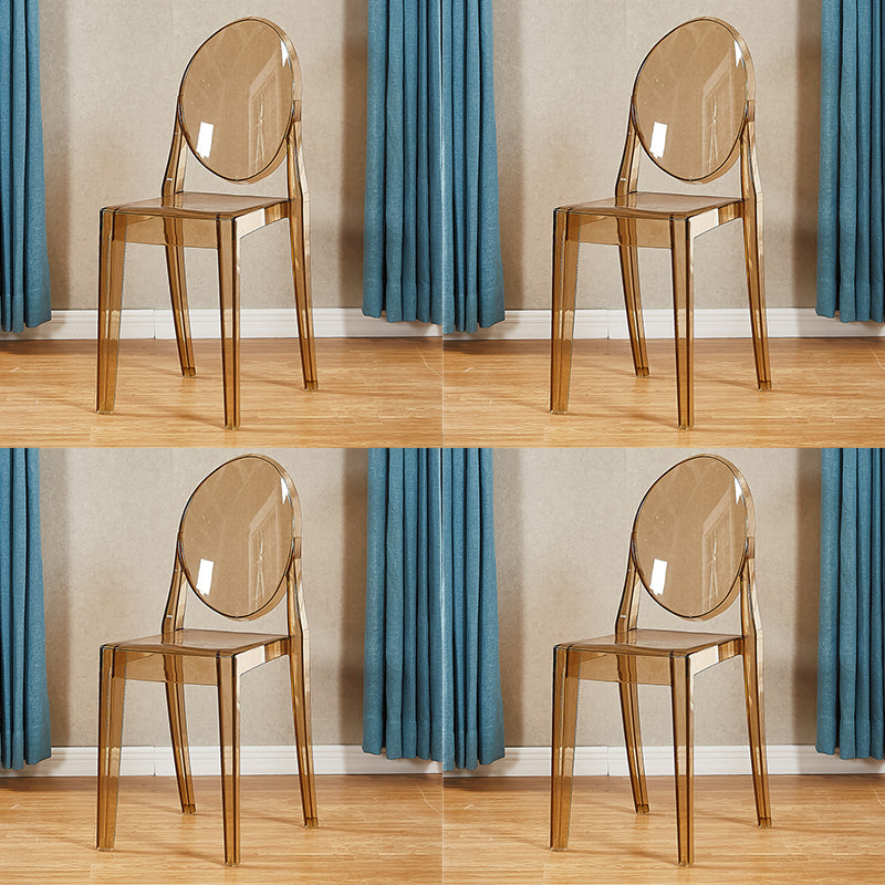 Chaise d'appoint de salle à manger de style scandinave Chaises sans accoudoirs en plastique à dossier ouvert (Ensemble de 4)