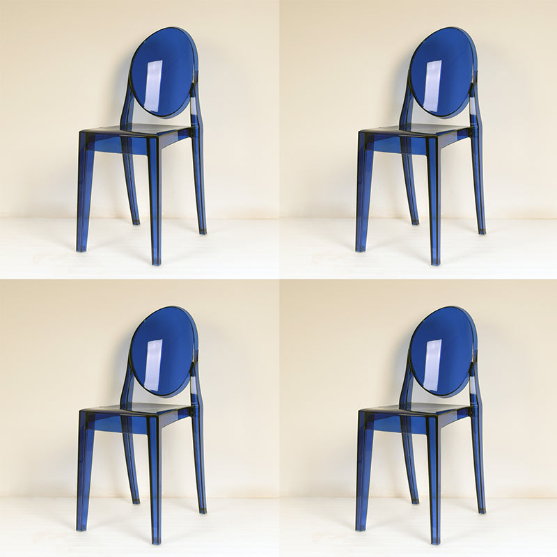 Silla auxiliar de comedor de estilo escandinavo, sillas sin brazos de plástico con respaldo abierto (juego de 4)
