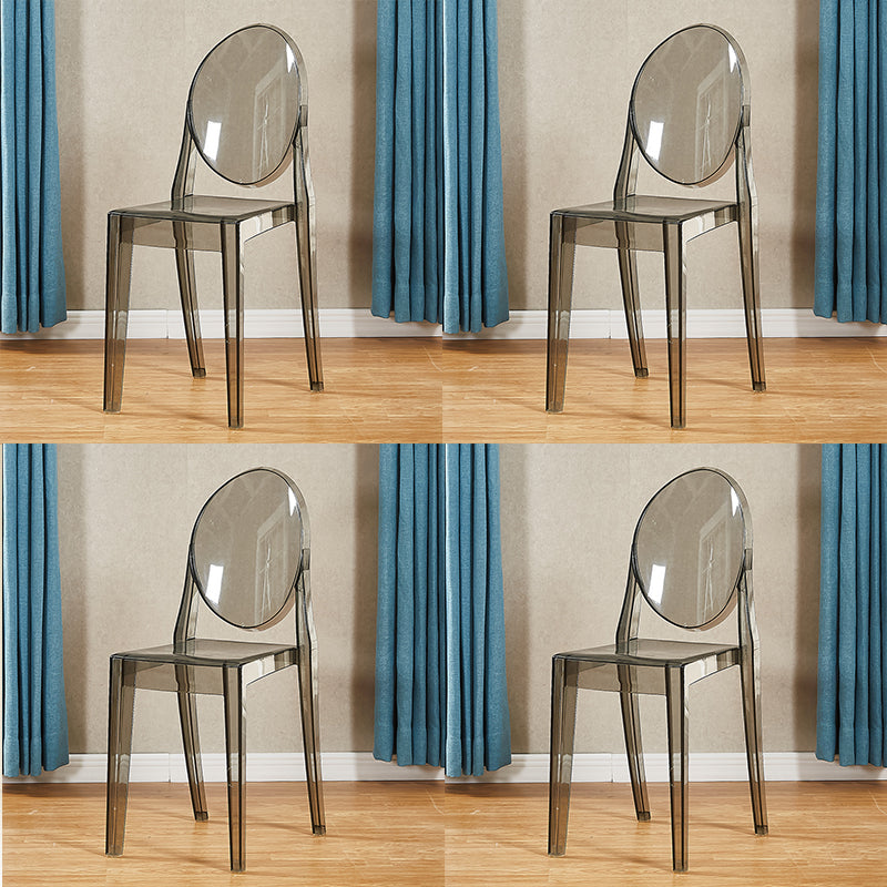 Chaise d'appoint de salle à manger de style scandinave Chaises sans accoudoirs en plastique à dossier ouvert (Ensemble de 4)