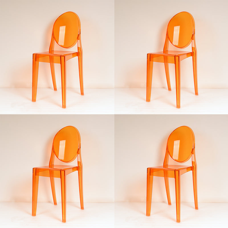Silla auxiliar de comedor de estilo escandinavo, sillas sin brazos de plástico con respaldo abierto (juego de 4)