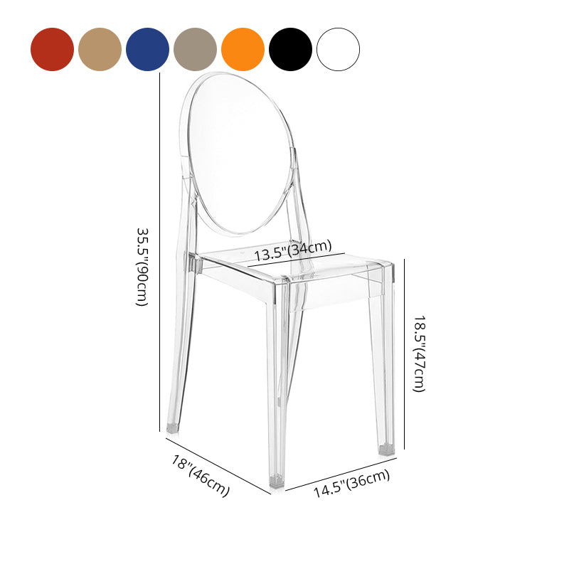 Silla auxiliar de comedor de estilo escandinavo, sillas sin brazos de plástico con respaldo abierto (juego de 4)