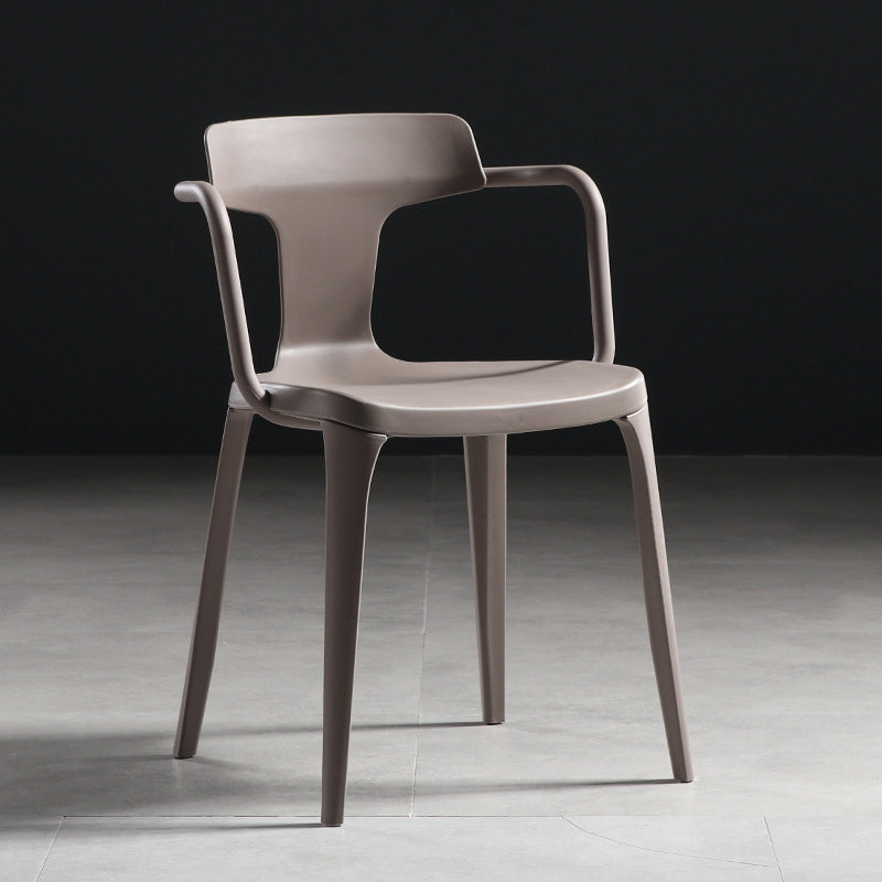 Contemporary Style Plastic Chair Kitchen Slat Back Arm Chairs (Set of 2)