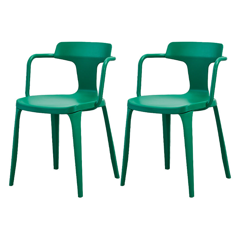 Fauteuils de cuisine avec dossier à lattes et chaise en plastique de style contemporain (Ensemble de 2)