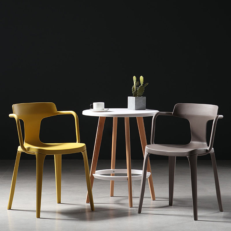 Contemporary Style Plastic Chair Kitchen Slat Back Arm Chairs (Set of 2)