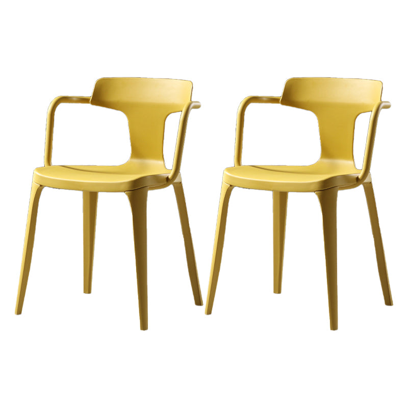 Contemporary Style Plastic Chair Kitchen Slat Back Arm Chairs (Set of 2)