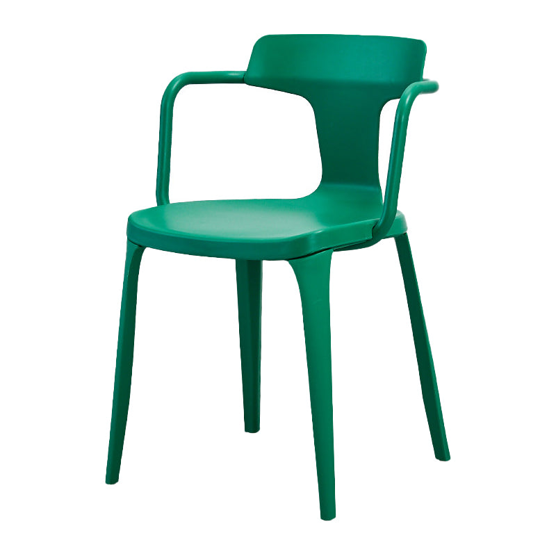 Contemporary Style Plastic Chair Kitchen Slat Back Arm Chairs (Set of 2)