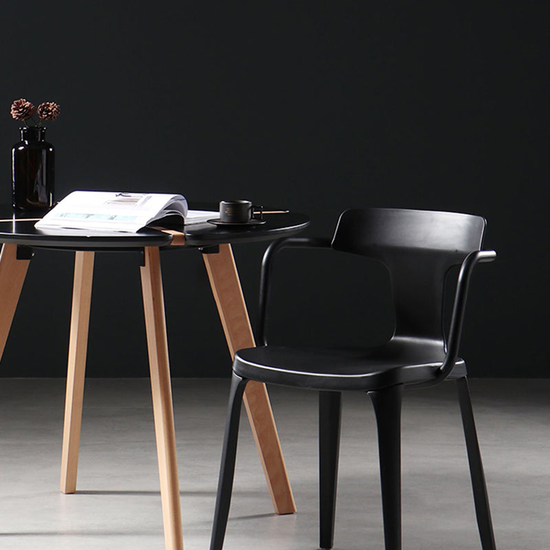 Contemporary Style Plastic Chair Kitchen Slat Back Arm Chairs (Set of 2)