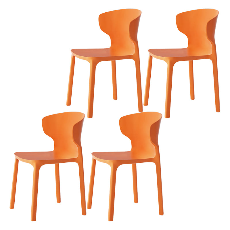 Sillas de comedor de plástico estilo escandinavo sin brazos Sillas con respaldo (juego de 4)