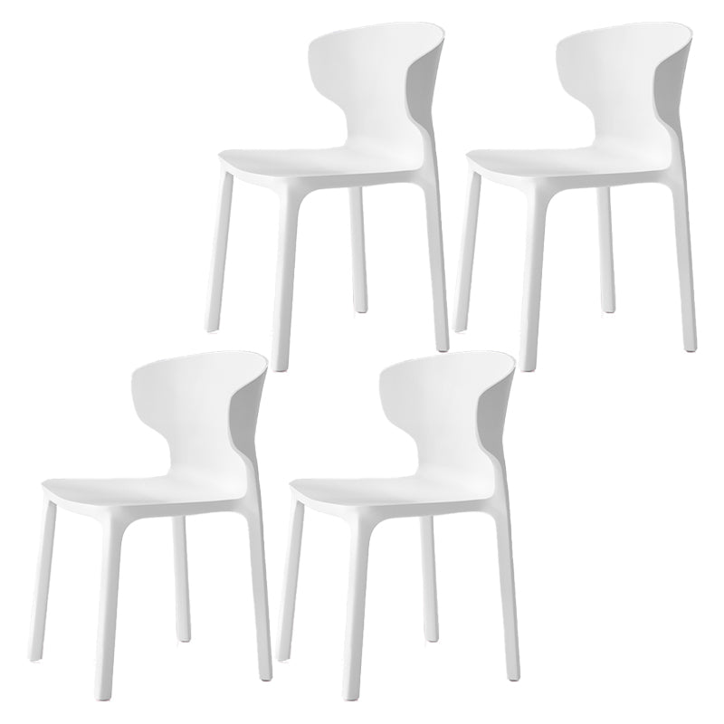 Sillas de comedor de plástico estilo escandinavo sin brazos Sillas con respaldo (juego de 4)