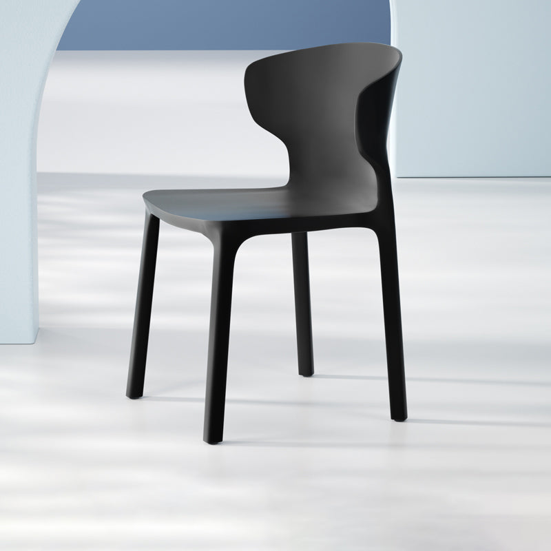 Sillas de comedor de plástico estilo escandinavo sin brazos Sillas con respaldo (juego de 4)