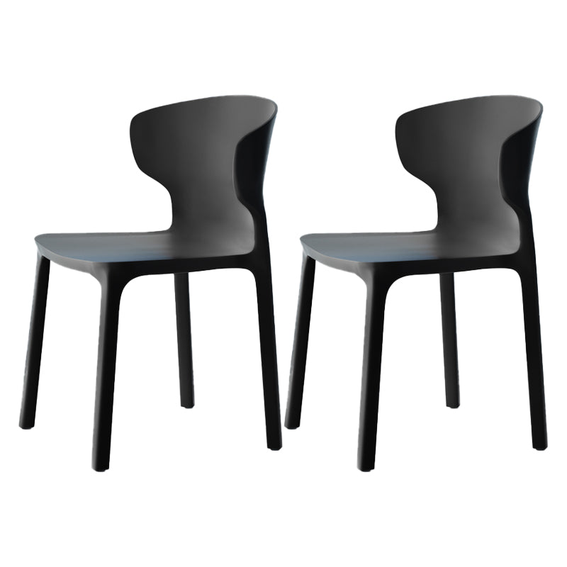Sillas de comedor de plástico estilo escandinavo sin brazos Sillas con respaldo (juego de 4)