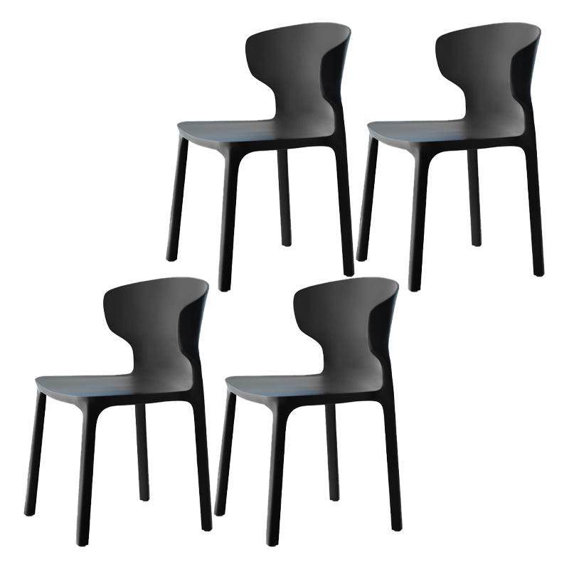 Sillas de comedor de plástico estilo escandinavo sin brazos Sillas con respaldo (juego de 4)