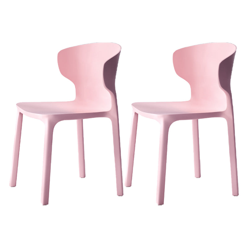 Sillas de comedor de plástico estilo escandinavo sin brazos Sillas con respaldo (juego de 4)