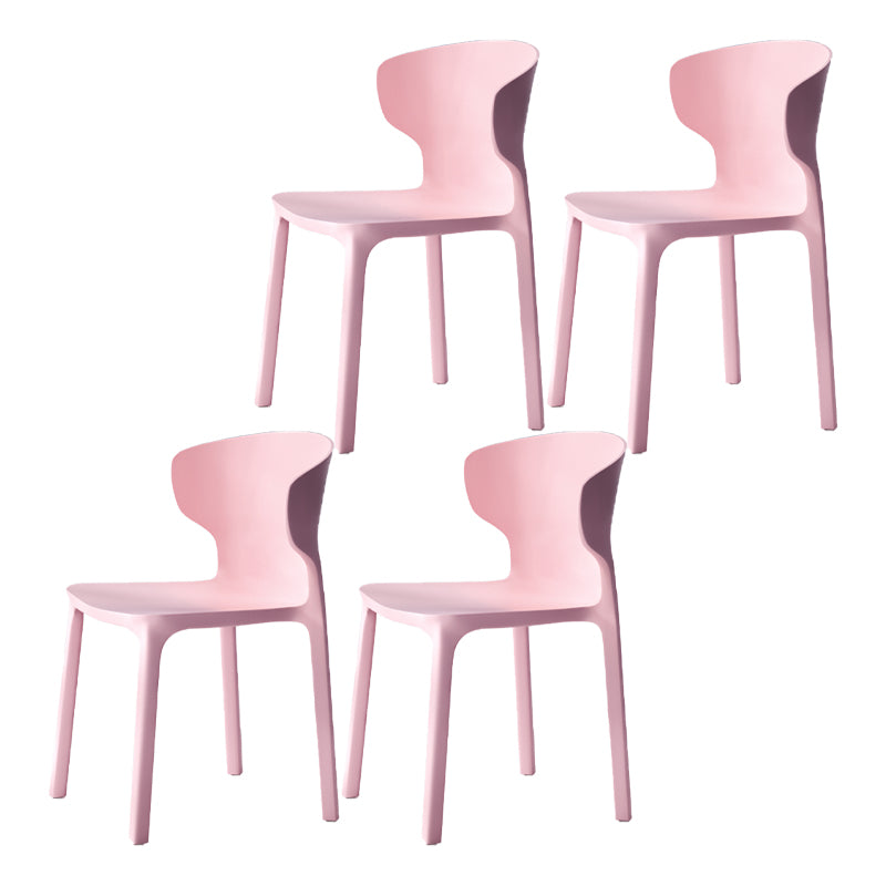 Sillas de comedor de plástico estilo escandinavo sin brazos Sillas con respaldo (juego de 4)