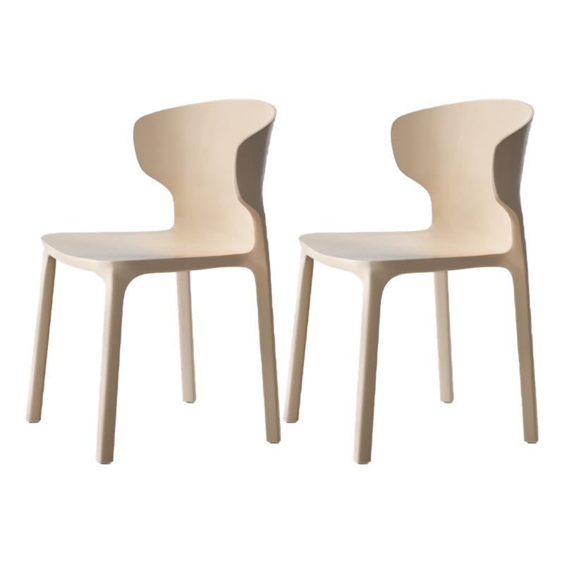 Sillas de comedor de plástico estilo escandinavo sin brazos Sillas con respaldo (juego de 4)