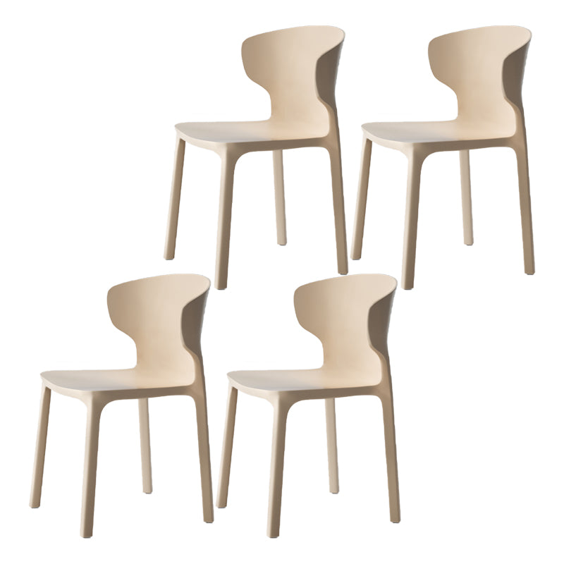 Sillas de comedor de plástico estilo escandinavo sin brazos Sillas con respaldo (juego de 4)